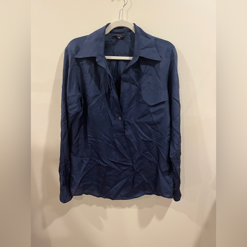 VERA WANG Dark Blue Silk Blouse Size Women’s US 5